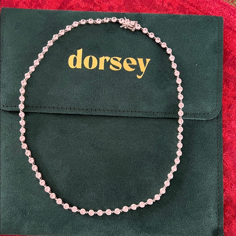 Dorsey Sedgwick 16in Sterling Silver Necklace - lab created White Sapphires